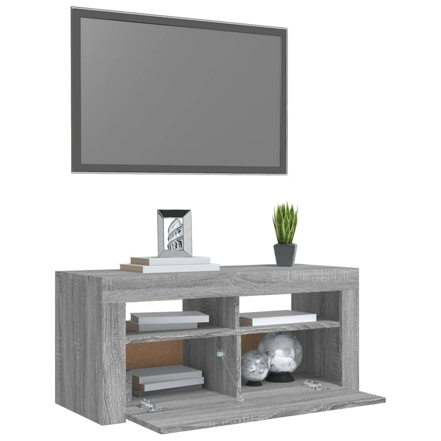 Tv-meubel met LED-verlichting 90x35x40 cm grijs sonoma eiken Grijs sonoma