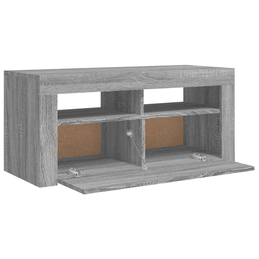 Tv-meubel met LED-verlichting 90x35x40 cm grijs sonoma eiken Grijs sonoma