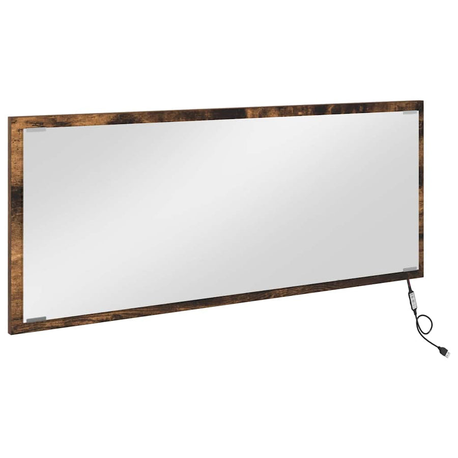 Spiegel met spiegel Gerookt eiken 90 x 8,5 x 37 cm Bewerkt hout