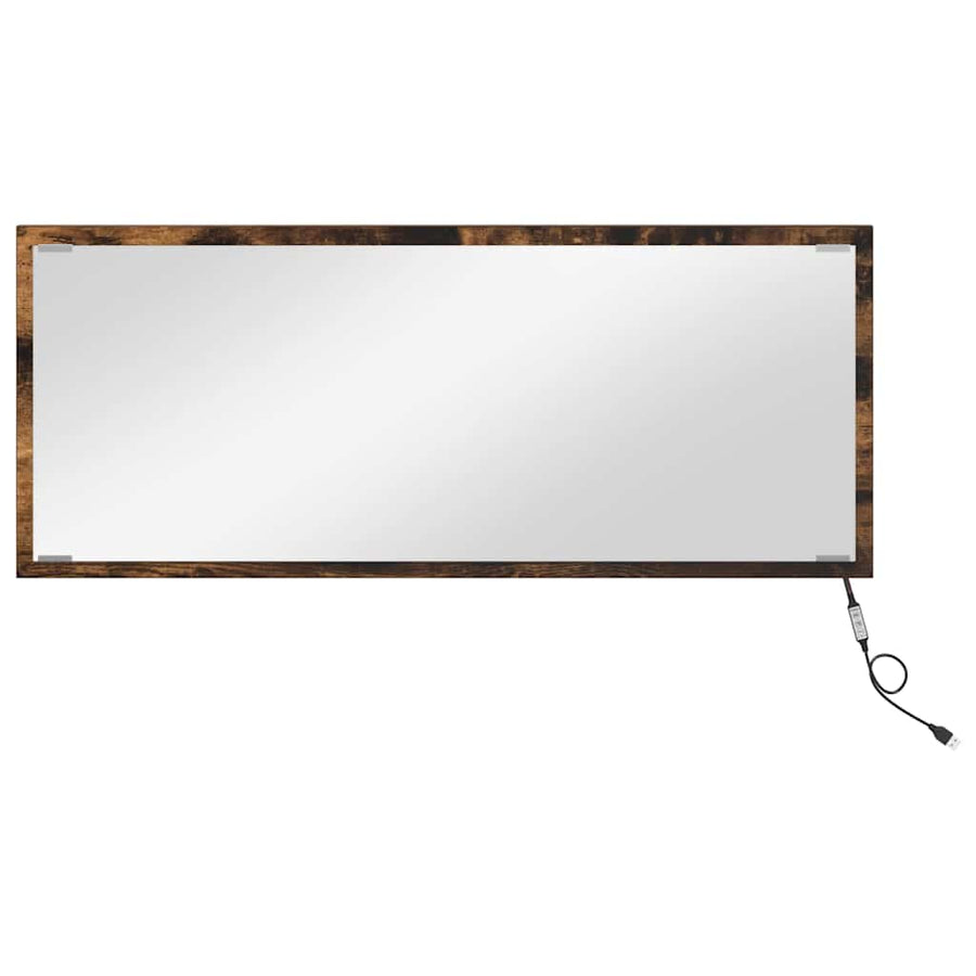 Spiegel met spiegel Gerookt eiken 90 x 8,5 x 37 cm Bewerkt hout