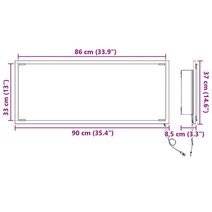 Spiegel met spiegel Gerookt eiken 90 x 8,5 x 37 cm Bewerkt hout