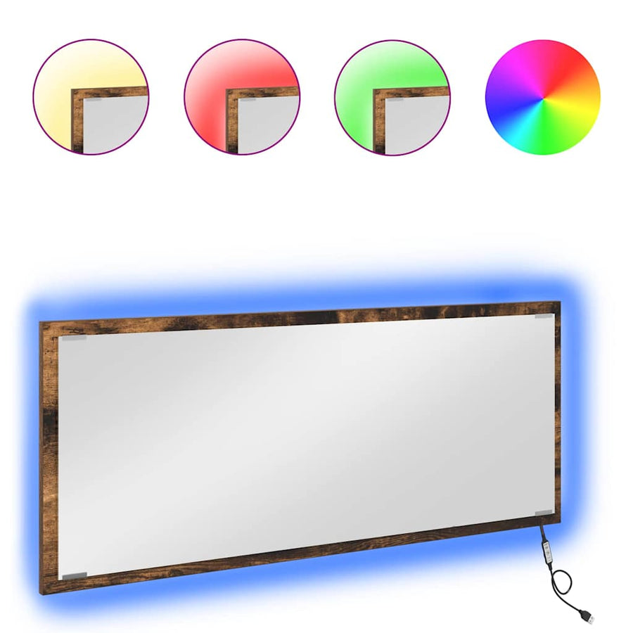 Spiegel met spiegel Gerookt eiken 90 x 8,5 x 37 cm Bewerkt hout