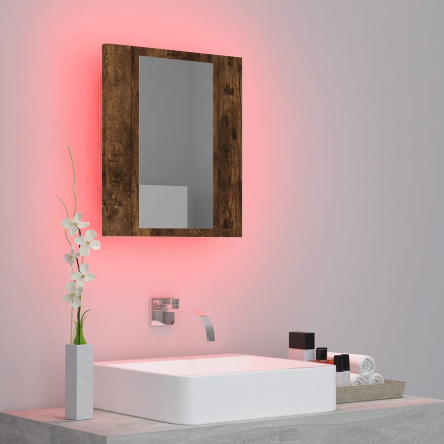 Badkamerspiegelkast Led 40X2X45 Cm Bewerkt Hout Gerookt eiken