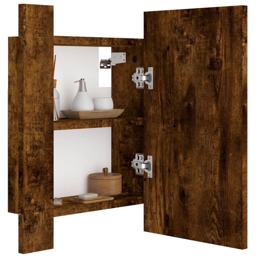 Badkamerspiegelkast Led 40X2X45 Cm Bewerkt Hout Gerookt eiken