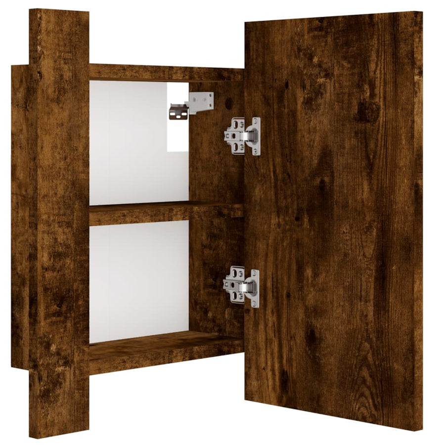 Badkamerspiegelkast Led 40X2X45 Cm Bewerkt Hout Gerookt eiken
