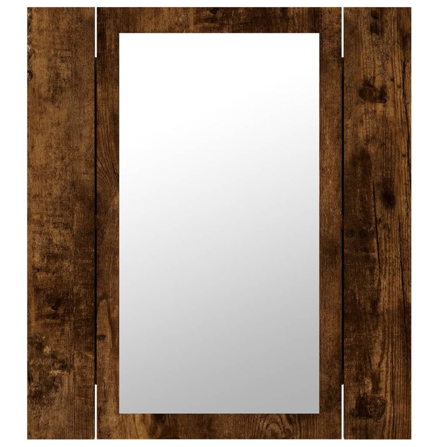 Badkamerspiegelkast Led 40X2X45 Cm Bewerkt Hout Gerookt eiken