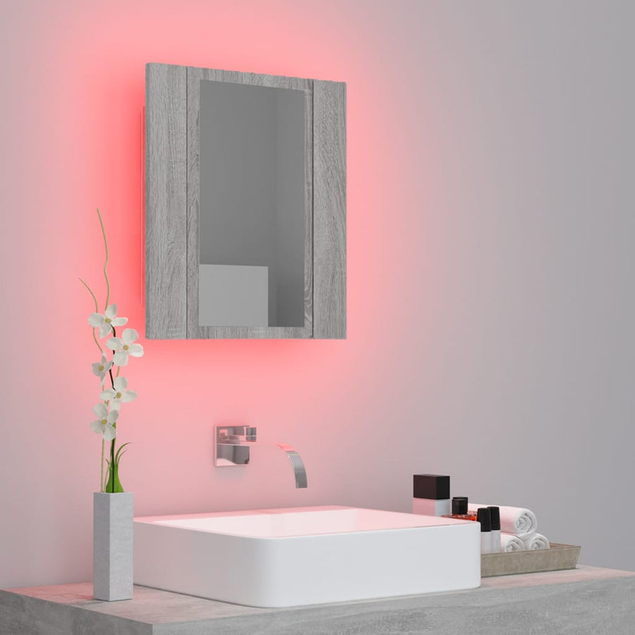 Badkamerspiegelkast Led 40X2X45 Cm Bewerkt Hout Grijs sonoma