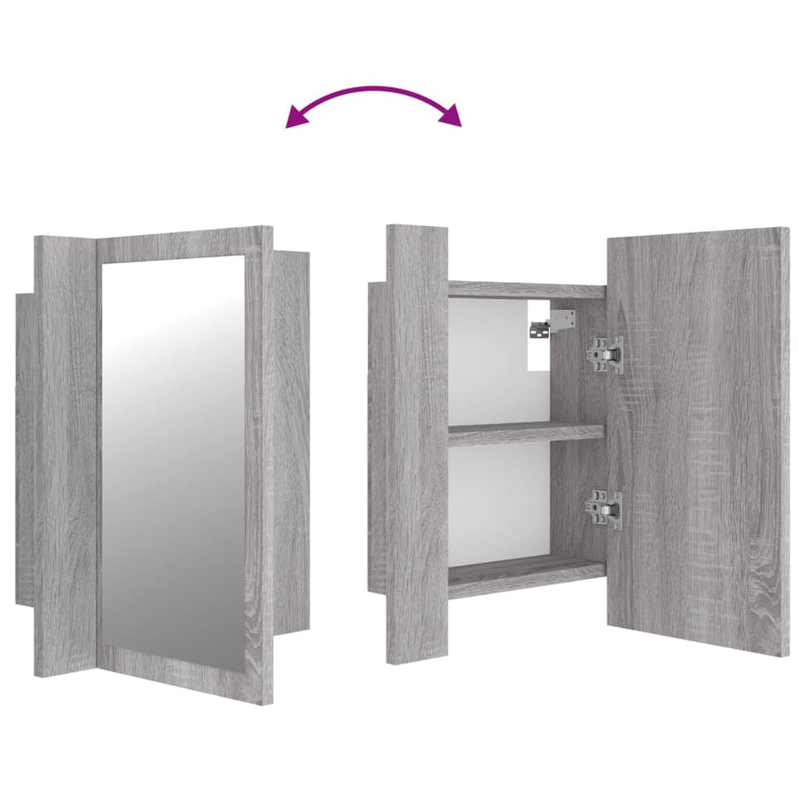 Badkamerspiegelkast Led 40X2X45 Cm Bewerkt Hout Grijs sonoma