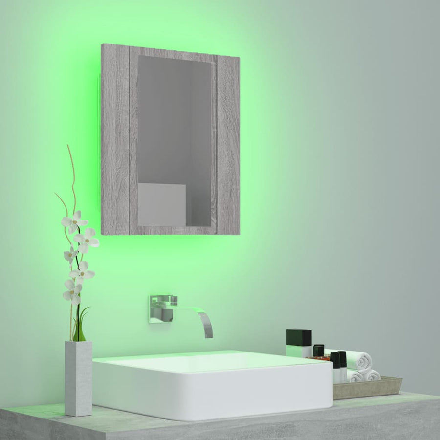 Badkamerspiegelkast Led 40X2X45 Cm Bewerkt Hout Grijs sonoma