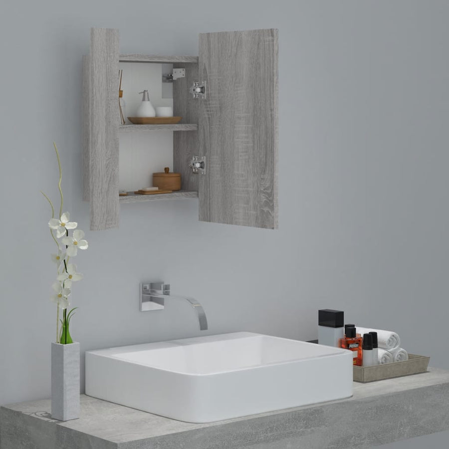 Badkamerspiegelkast Led 40X2X45 Cm Bewerkt Hout Grijs sonoma