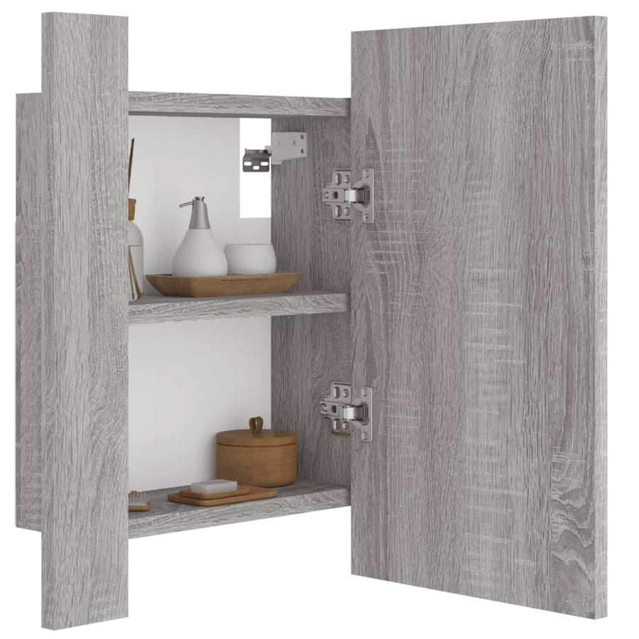 Badkamerspiegelkast Led 40X2X45 Cm Bewerkt Hout Grijs sonoma
