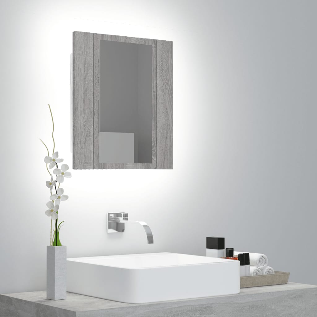 Badkamerspiegelkast Led 40X2X45 Cm Bewerkt Hout Grijs sonoma