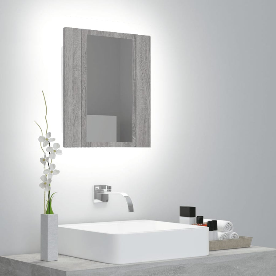 Badkamerspiegelkast Led 40X2X45 Cm Bewerkt Hout Grijs sonoma