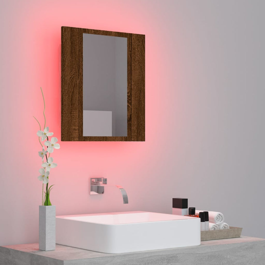 Badkamerspiegelkast Led 40X2X45 Cm Bewerkt Hout Bruineiken bruin eikenkleur