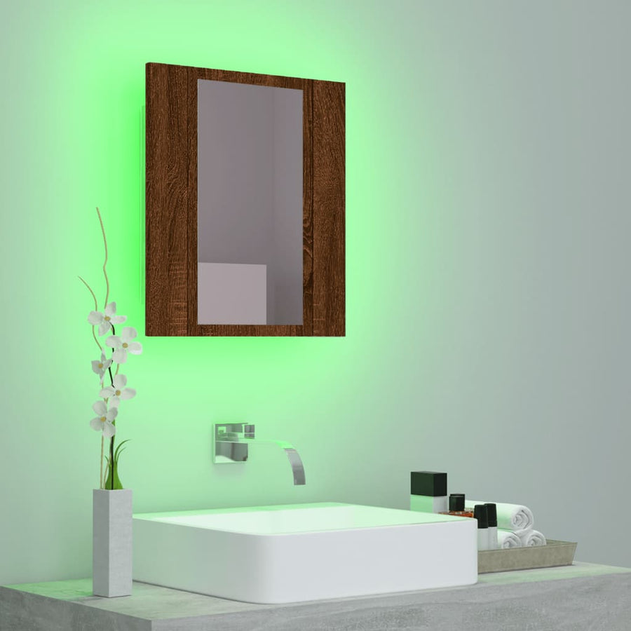 Badkamerspiegelkast Led 40X2X45 Cm Bewerkt Hout Bruineiken bruin eikenkleur