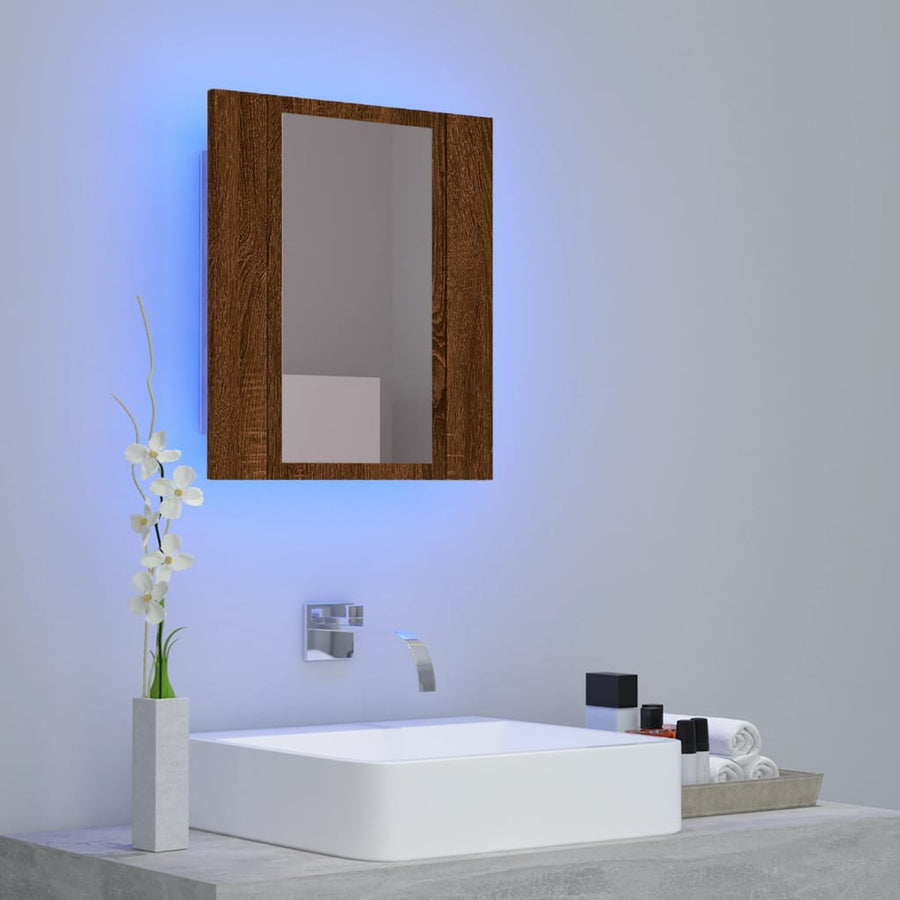 Badkamerspiegelkast Led 40X2X45 Cm Bewerkt Hout Bruineiken bruin eikenkleur