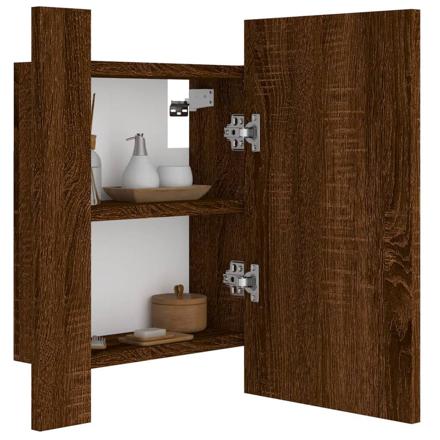 Badkamerspiegelkast Led 40X2X45 Cm Bewerkt Hout Bruineiken bruin eikenkleur