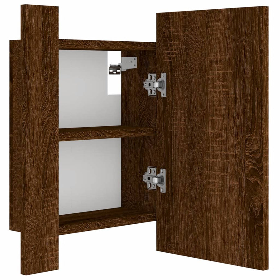 Badkamerspiegelkast Led 40X2X45 Cm Bewerkt Hout Bruineiken bruin eikenkleur