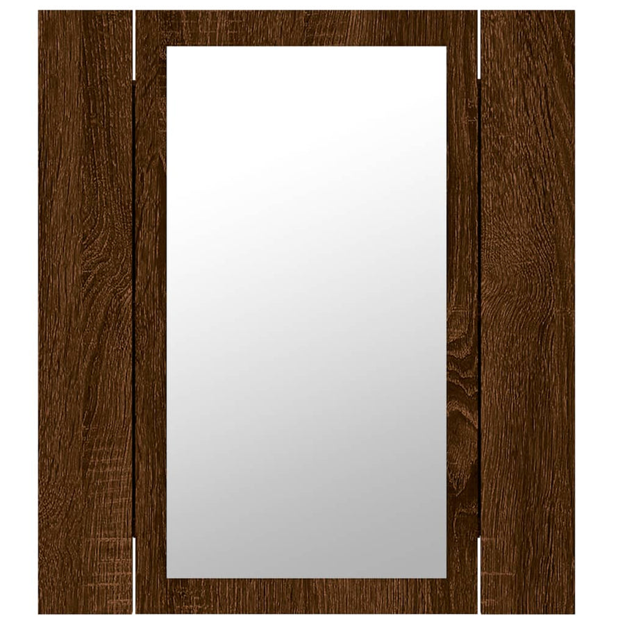 Badkamerspiegelkast Led 40X2X45 Cm Bewerkt Hout Bruineiken bruin eikenkleur
