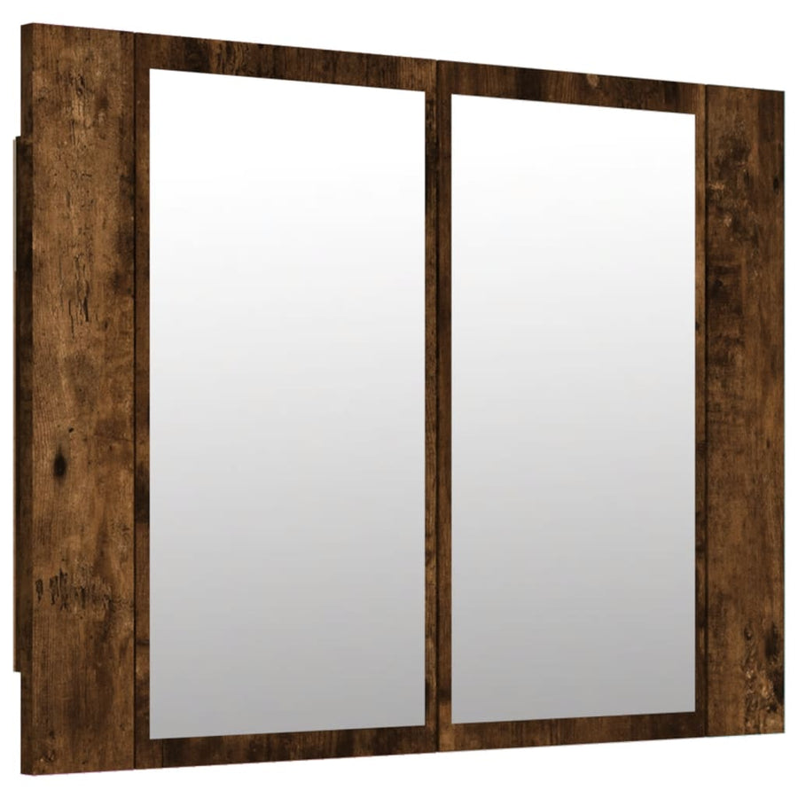 Spiegelkast Led 60X2X45 Cm Bewerkt Hout Kleurig Gerookt eiken