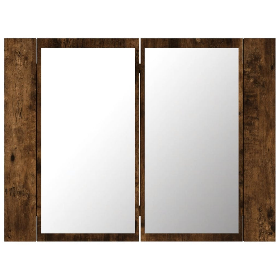 Spiegelkast Led 60X2X45 Cm Bewerkt Hout Kleurig Gerookt eiken