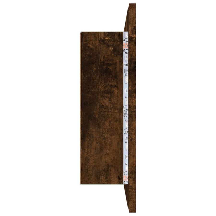 Spiegelkast Led 60X2X45 Cm Bewerkt Hout Kleurig Gerookt eiken