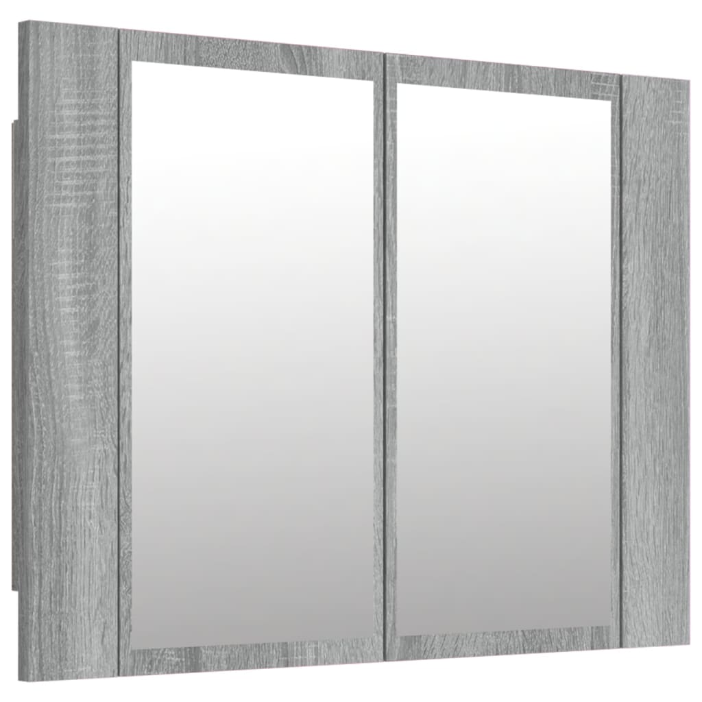 Spiegelkast Led 60X2X45 Cm Bewerkt Hout Eiken Grijs sonoma