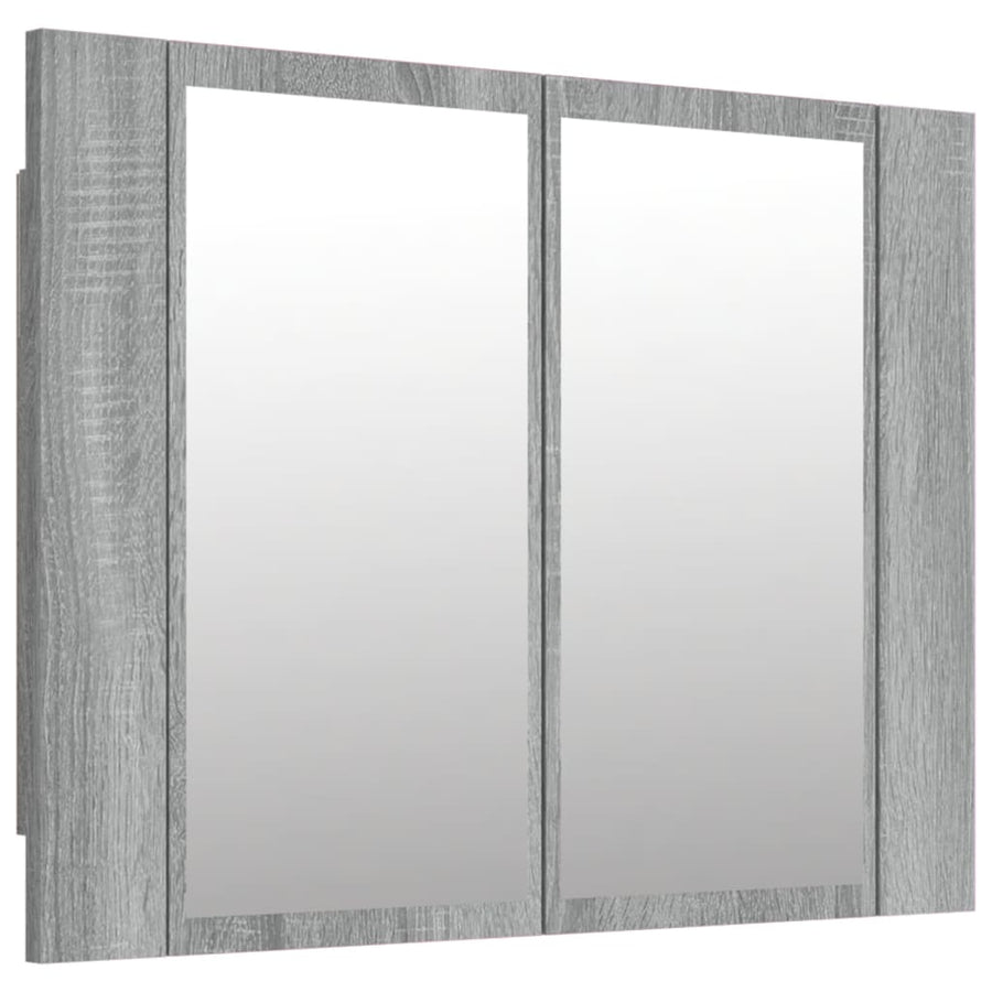 Spiegelkast Led 60X2X45 Cm Bewerkt Hout Eiken Grijs sonoma