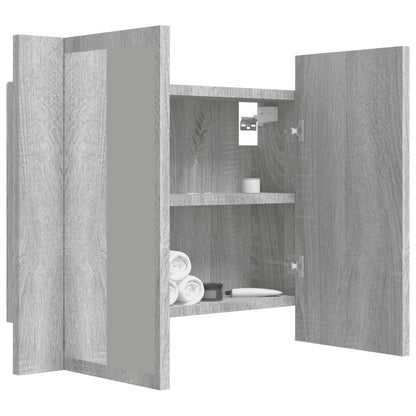 Spiegelkast Led 60X2X45 Cm Bewerkt Hout Eiken Grijs sonoma