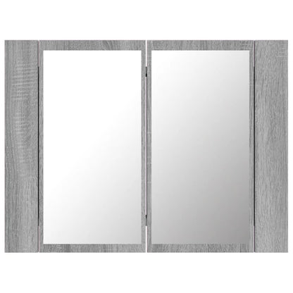 Spiegelkast Led 60X2X45 Cm Bewerkt Hout Eiken Grijs sonoma