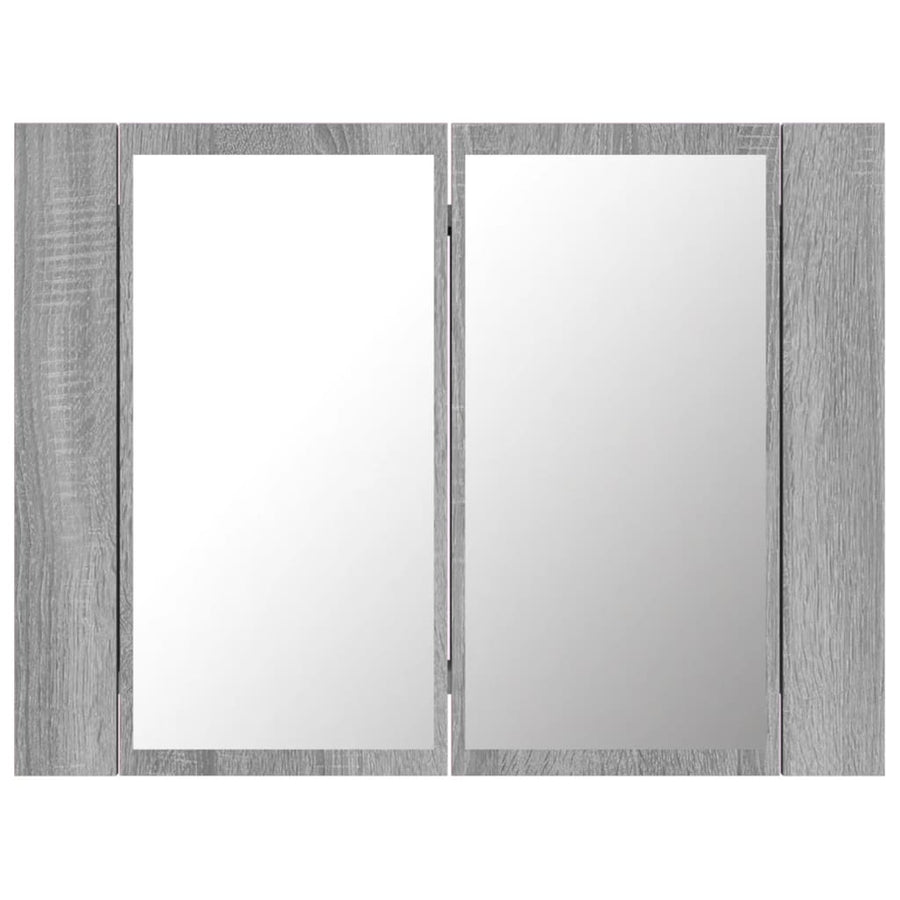 Spiegelkast Led 60X2X45 Cm Bewerkt Hout Eiken Grijs sonoma