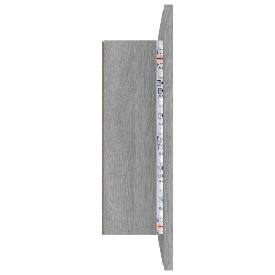 Spiegelkast Led 60X2X45 Cm Bewerkt Hout Eiken Grijs sonoma