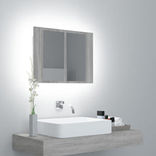 Spiegelkast Led 60X2X45 Cm Bewerkt Hout Eiken Grijs sonoma