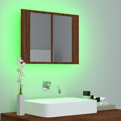 Spiegelkast Led 60X2X45 Cm Bewerkt Hout bruin eikenkleur