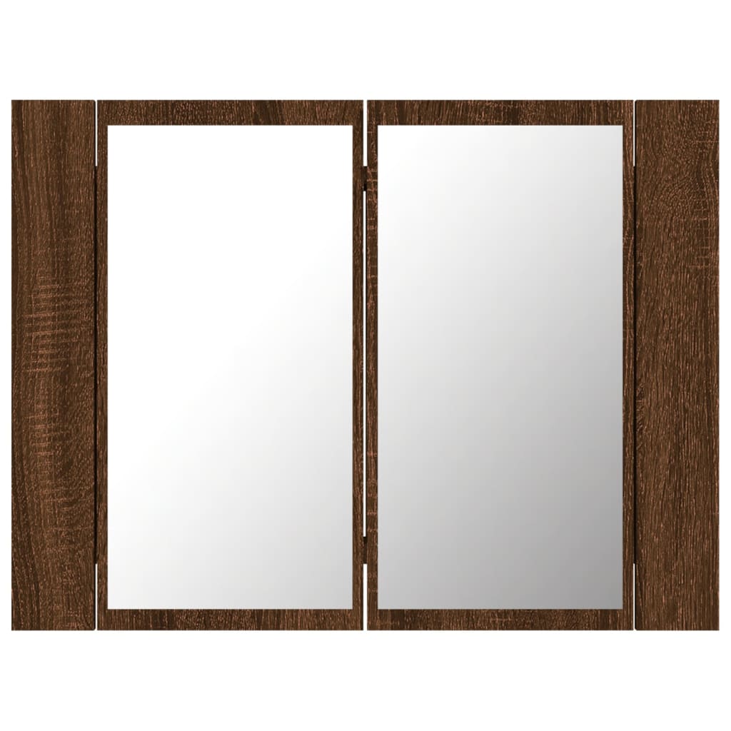 Spiegelkast Led 60X2X45 Cm Bewerkt Hout bruin eikenkleur