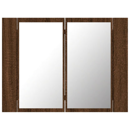 Spiegelkast Led 60X2X45 Cm Bewerkt Hout bruin eikenkleur