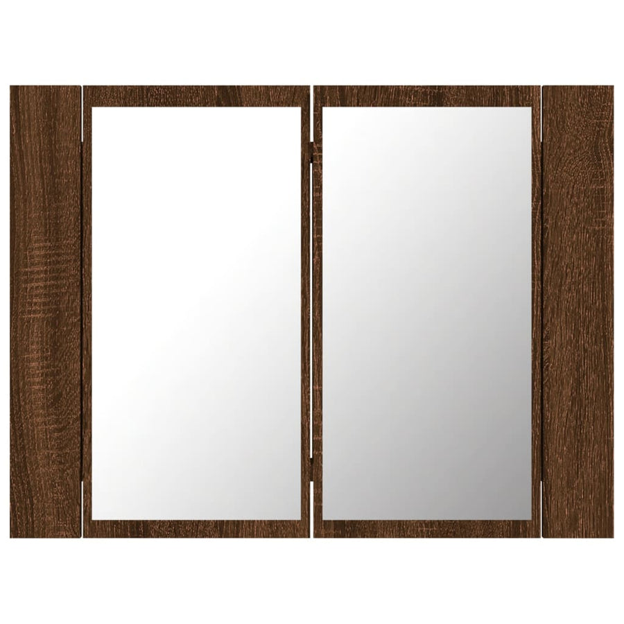 Spiegelkast Led 60X2X45 Cm Bewerkt Hout bruin eikenkleur