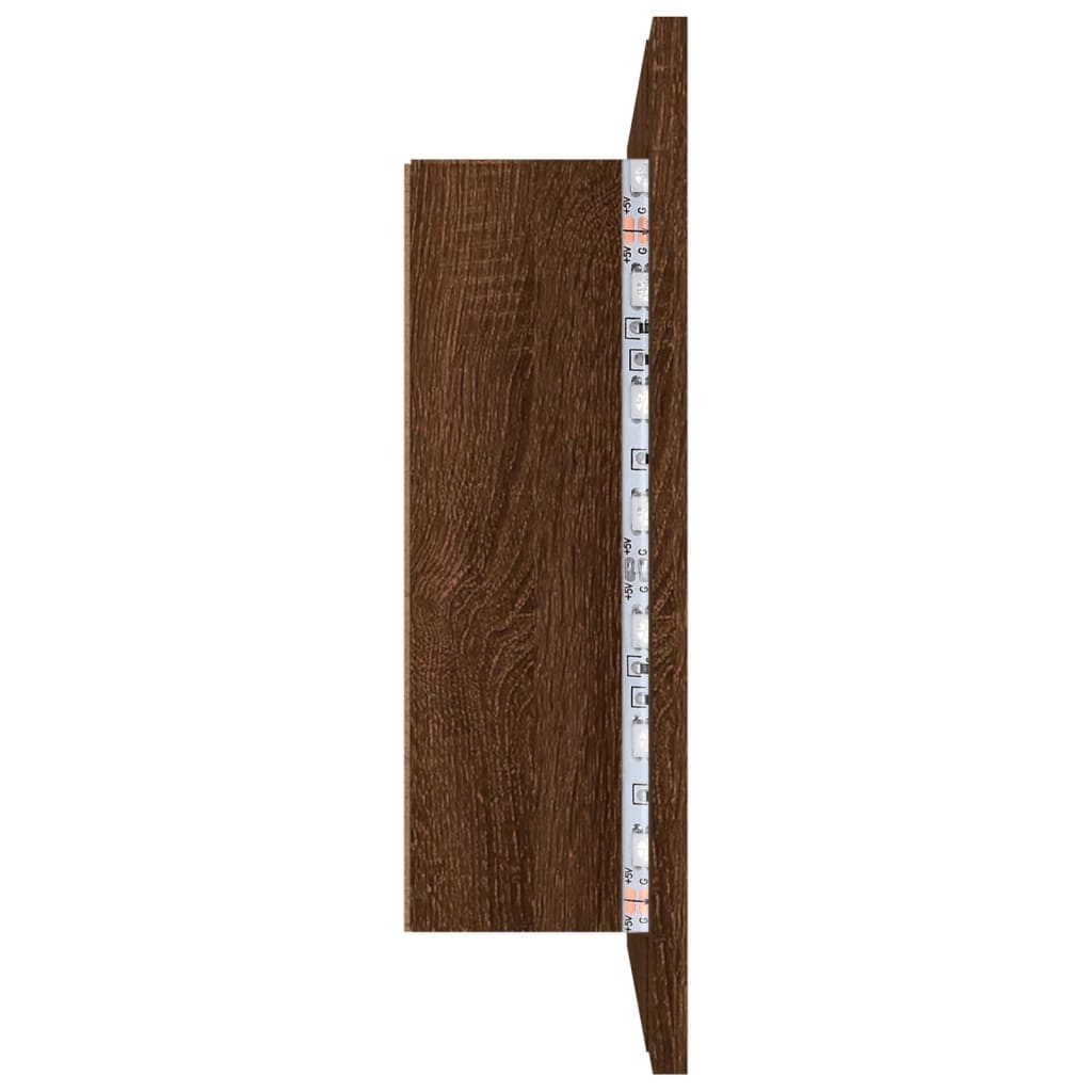 Spiegelkast Led 60X2X45 Cm Bewerkt Hout bruin eikenkleur