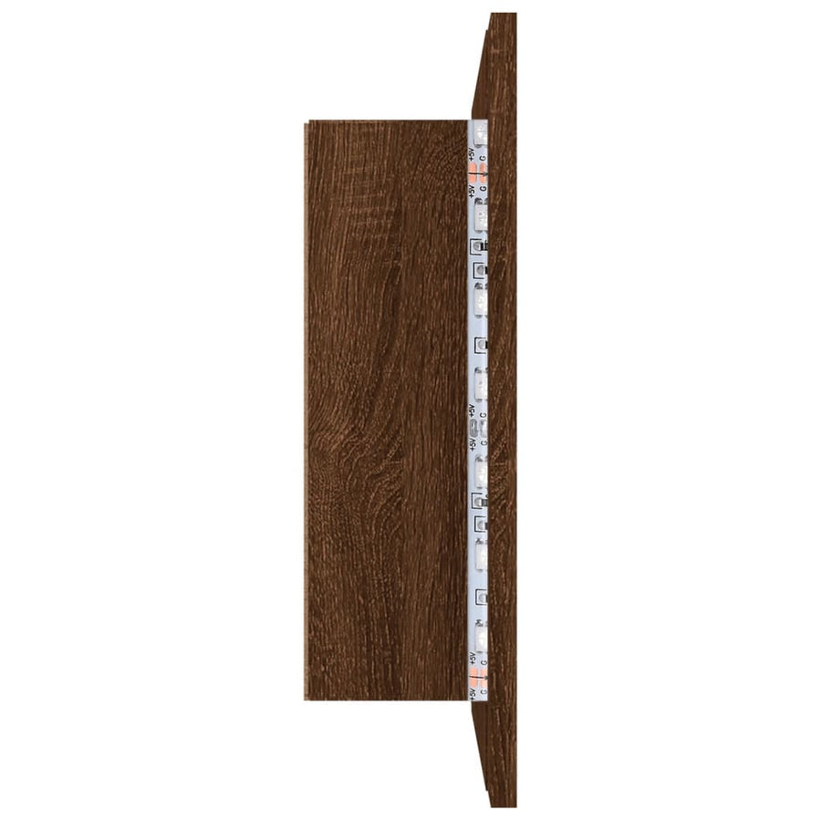 Spiegelkast Led 60X2X45 Cm Bewerkt Hout bruin eikenkleur