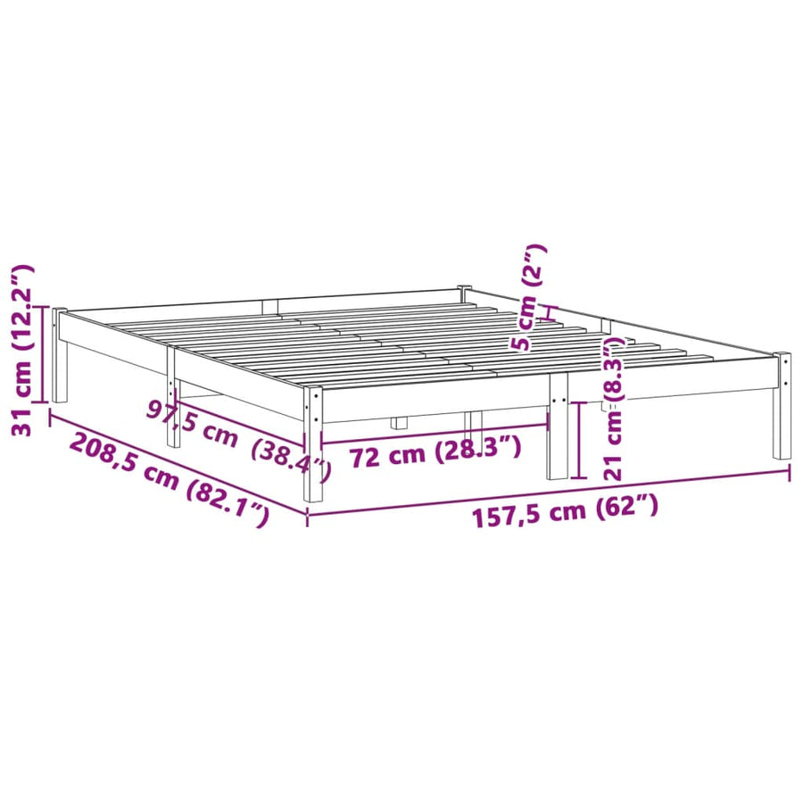 Bedframe zonder matras massief grenenhout 193x203 cm kingsize