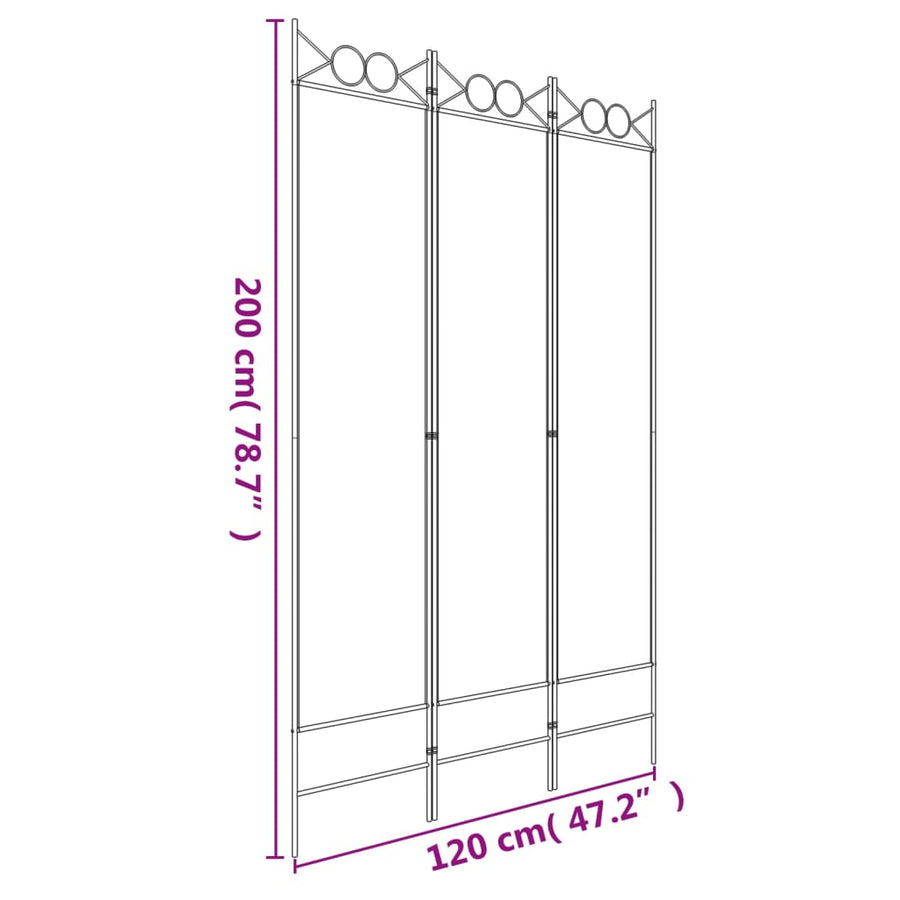 Kamerscherm Met 3 Panelen 120X200 Cm Stof Antracietkleurig 120 x 200 cm