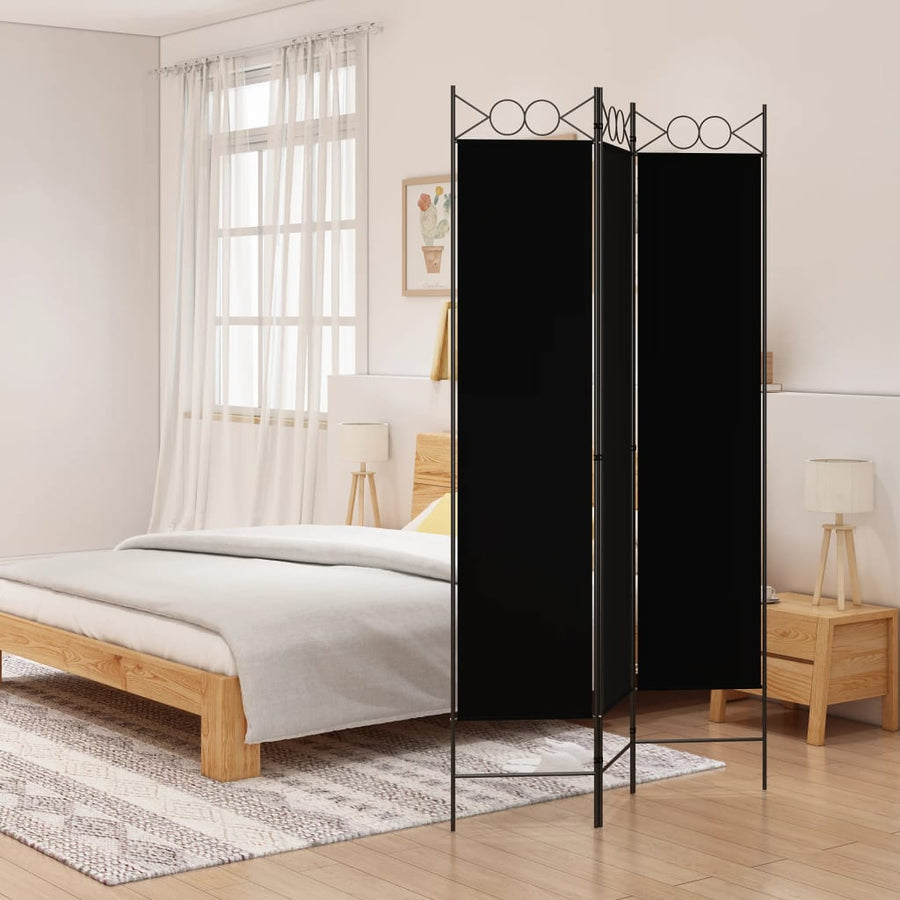 Kamerscherm Met 3 Panelen 120X200 Cm Stof Zwart