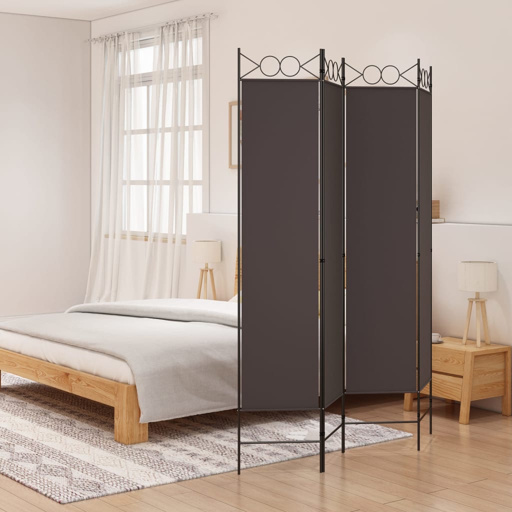 Kamerscherm met 4 panelen 160x200 cm stof bruin