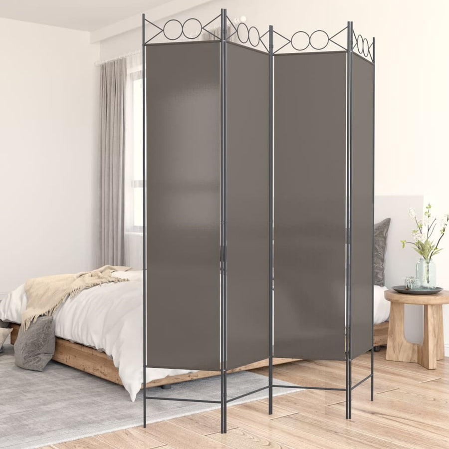 Kamerscherm Met 4 Panelen Stof Kleurig 160 x 200 cm Antraciet