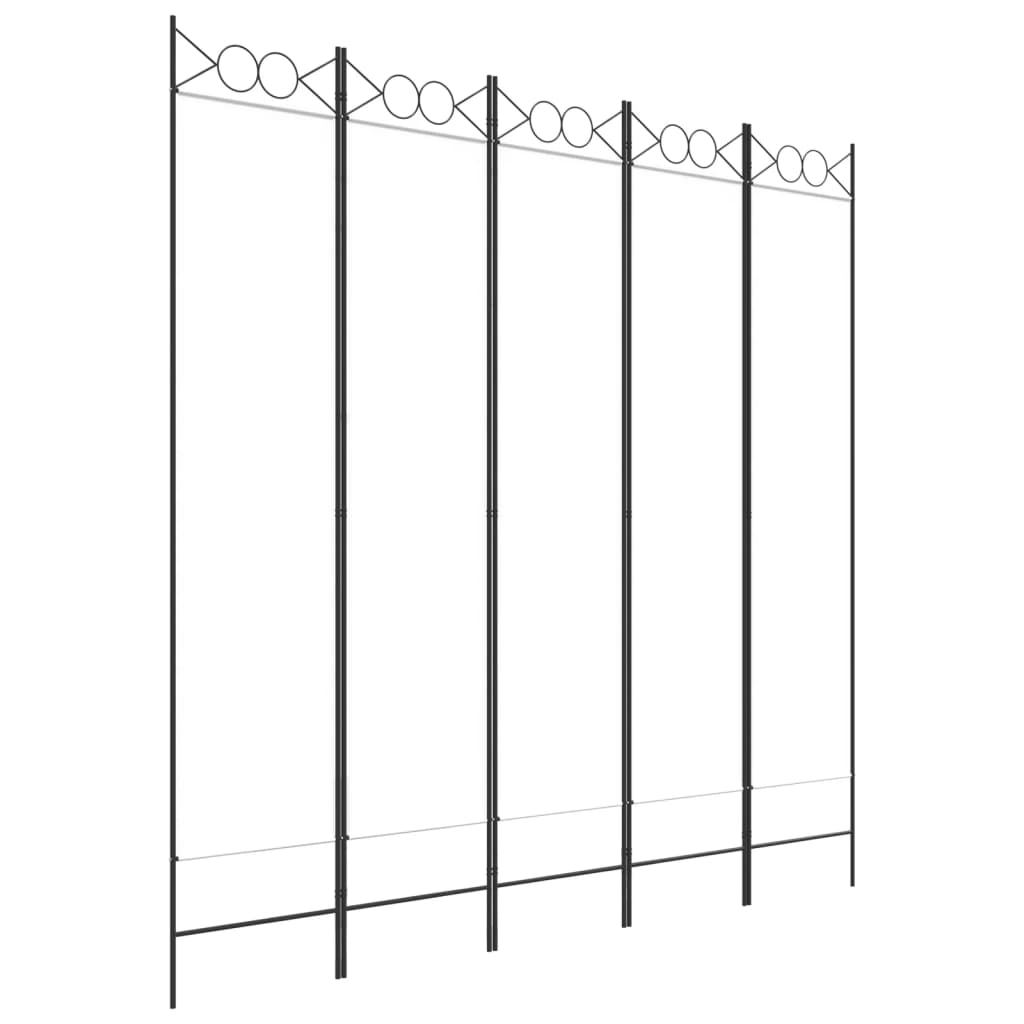 Kamerscherm Met 5 Panelen 200X200 Cm Stof Wit 200 x 200 cm