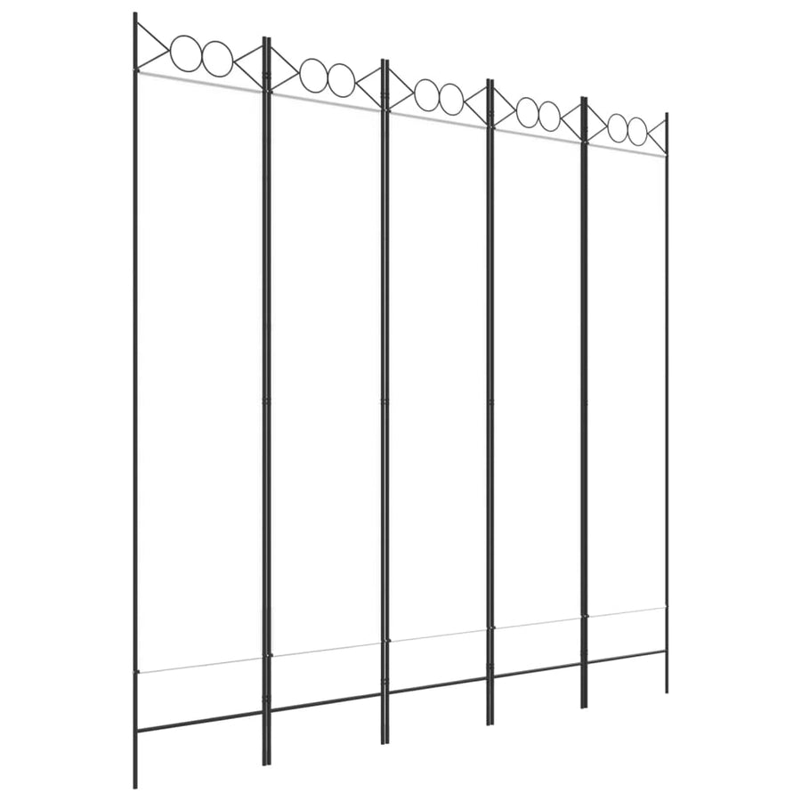 Kamerscherm Met 5 Panelen 200X200 Cm Stof Wit 200 x 200 cm