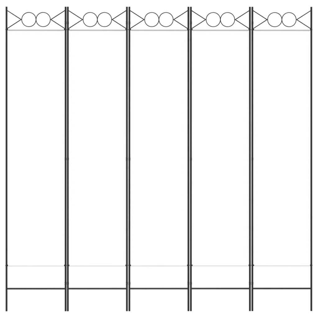 Kamerscherm Met 5 Panelen 200X200 Cm Stof Wit 200 x 200 cm