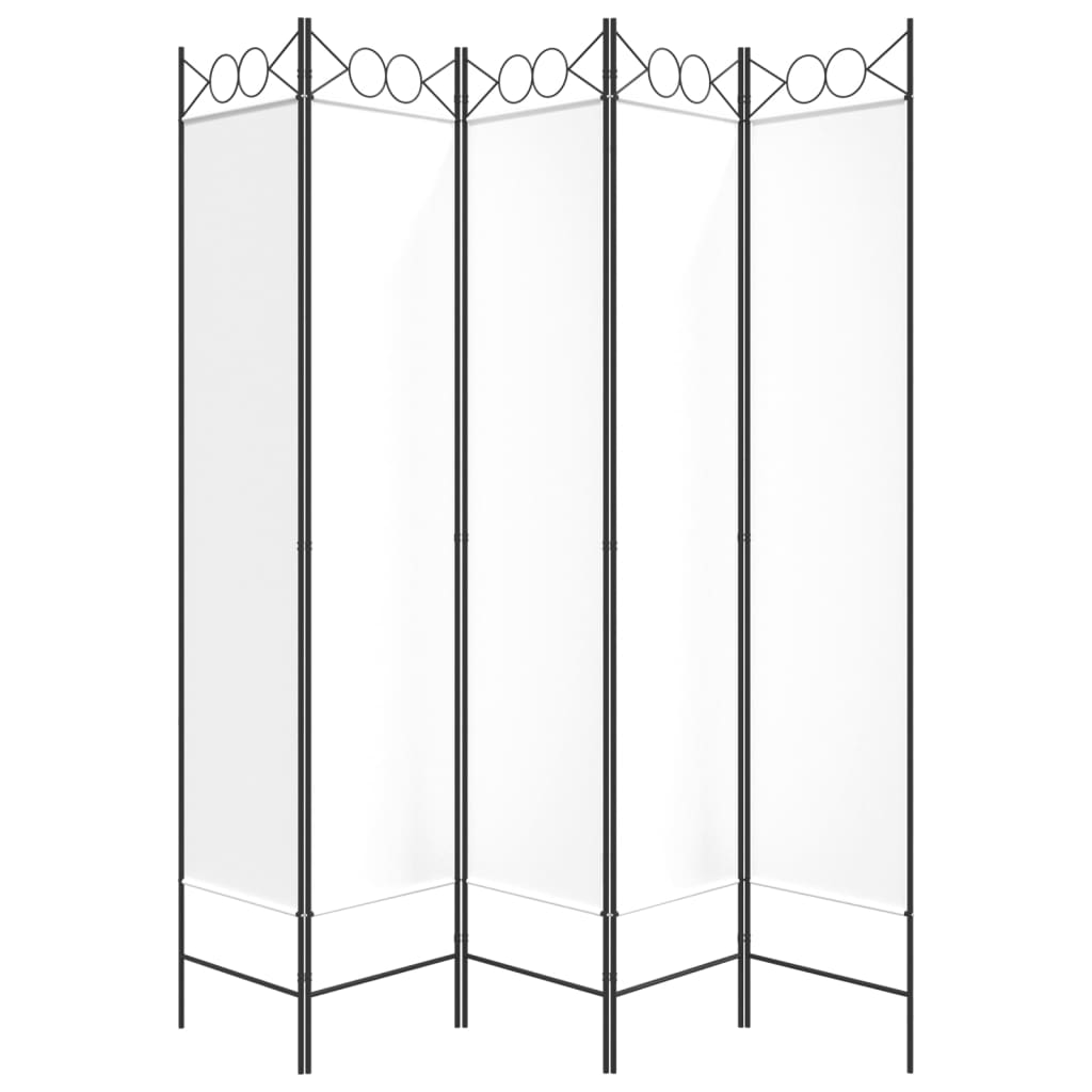 Kamerscherm Met 5 Panelen 200X200 Cm Stof Wit 200 x 200 cm
