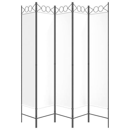 Kamerscherm Met 5 Panelen 200X200 Cm Stof Wit 200 x 200 cm