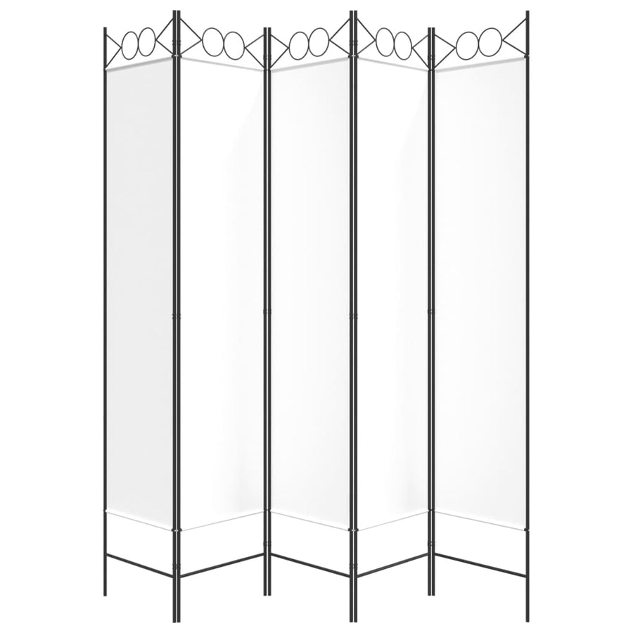 Kamerscherm Met 5 Panelen 200X200 Cm Stof Wit 200 x 200 cm